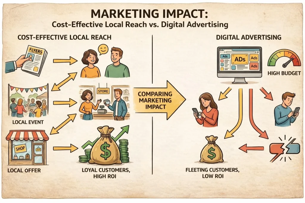 Illustration of Cost-Effective Local Reach Compared to Digital Advertising